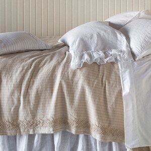Bella notte Capri Coverlet with Lace trim Queen Sand color